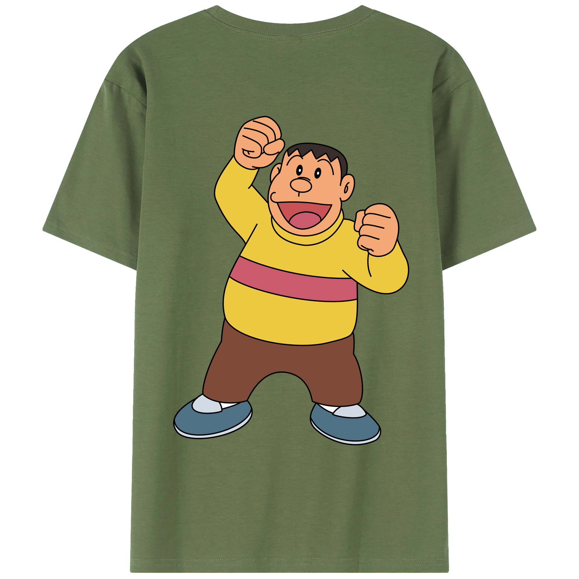 （画像用） ドラえもん 剛田武 Doraemon Gouta Takeshi 綿100％ メンズ半袖Tシャツ（バックプリント） 通気性